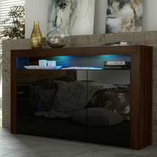 155cm TV Unit Sideboard Cabinet | Black High Gloss Doors | Free LED Lights