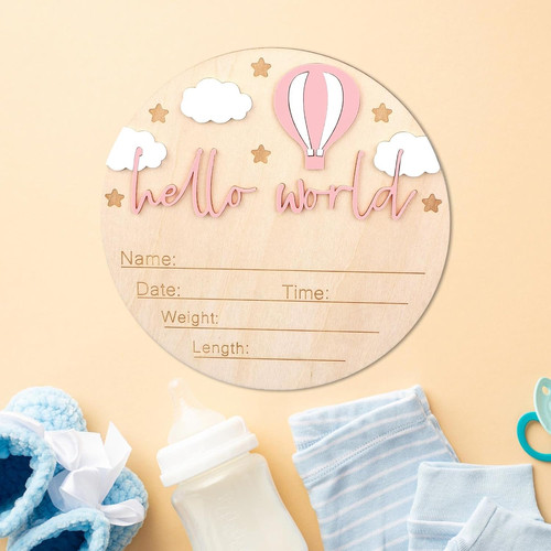 Wooden baby announcement sign - baby,