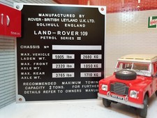Land Rover Series 3 Bulkhead Gearbox/Transfer Box Information Plate 109 Petrol 