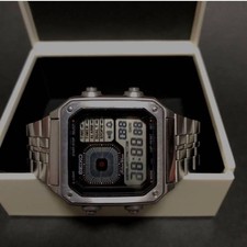 Seiko G757 5010 Digi Borg Chronograph Alarm Silver Wave Vintage Watch Works