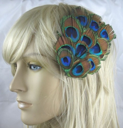 Peacock feather fascinator - peacock,