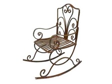 Dolls House Brown Rocking Chair Metal Rocker Miniature Outdoor Furniture 1:12