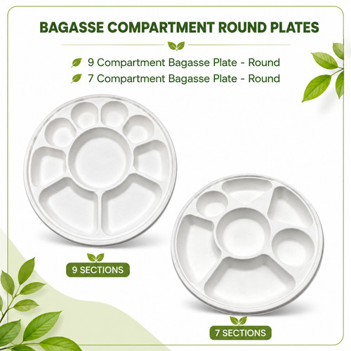 Bagasse round compartment - bagasse,