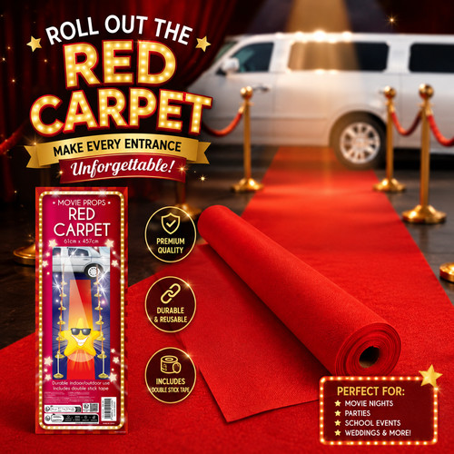 30ft fake pretend red - red, carpet