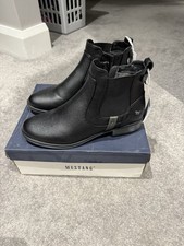New Ladies Mustang Black Chelsea Ankle Book UK6.5