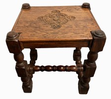Antique Carved Oak Footstool