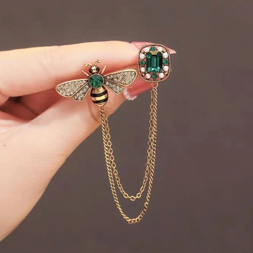 Vintage crystal bee - vintage, brooch