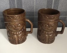 Vintage 2 x Stoneware Tiki