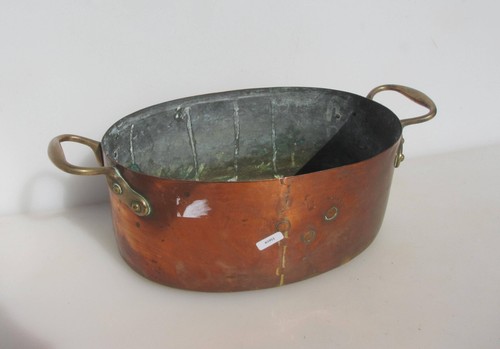 Antique copper pan fish kettle - antique,