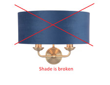 Laura Ashley Sorrento Double Wall Light, Antique Brass/Blue * Damaged Shade*