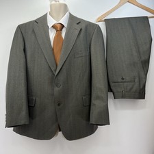 Magee 2 Piece Suit Men’s Brown Herringbone Wool Jacket Blazer 46S Trousers W42S