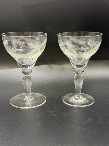 Pair vintage wheel etched - pair,