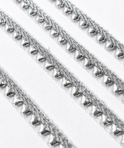 Silver beaded braid - silver, trim