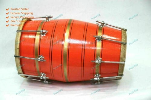 Indian wooden dholak - wooden, dholak/dholki