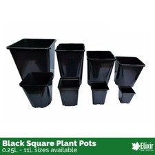 Square Plant Pot 0.25 0.75 1 2 3 5 5.5 11 L Strong Black Plastic Hydroponic Pots