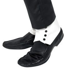 White Spats Gangster Mobster 20s Mafia Capone Fancy Dress Shoe Accessory