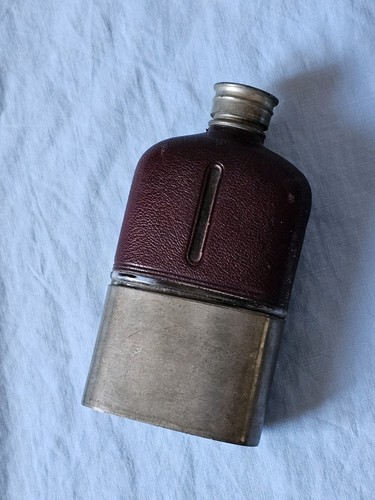 Antique leather glass - glass, pewter