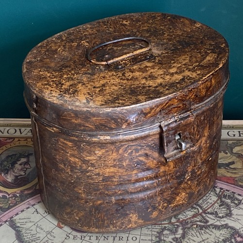 Victorian metal hat box - hat,