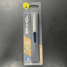 Parker Jotter Stainless Steel Pen Royal Blue Barrel Blue Ink Medium Point