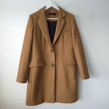 Zara Woman Camel Brown Coat Wool Blend Jacket Size L Large 12 14