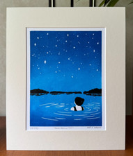 Tranquillity Linocut linoprint