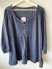 Mantaray Navy Top. Embroidered