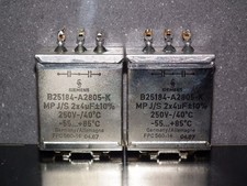 Two vintage Siemens PIO capacitors 2x4 uF / 250V Klangfilm, glass end seal