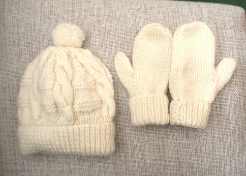 New hand knitted child cream - child's,