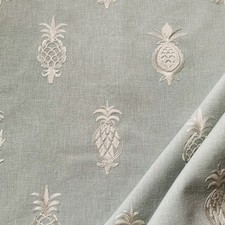 Sanderson Curtain Fabric PINERY ~ TEAL ~ EMBROIDERED ~ 2.35m ~ Pineapple Design