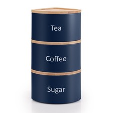 Stackable Canister Set of 3, Airtight Jars for Tea, Coffee, Sugar Storage