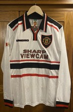 Manchester United Men’s Football Shirt White 1997 - 1999 Medium