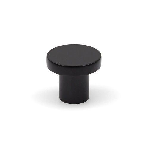Round black cabinet knob - cabinet, matt