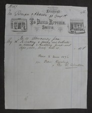 1875, Billhead, Edinburgh, Scotland (David Ritchie, SMITH, Gates, Stoves, Locks)