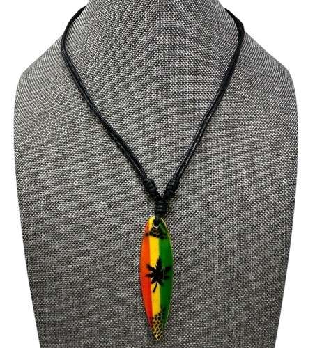 Rasta surfboard necklace - necklace, –