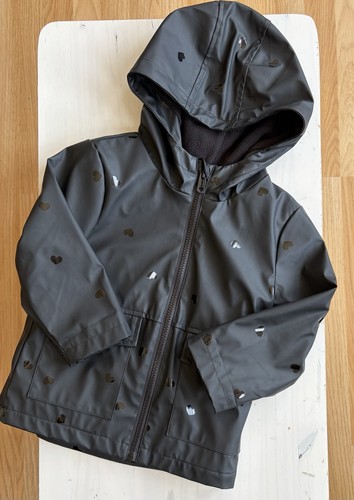 Girls black hooded lined - f&f,