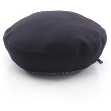 GUCCI beret beanie hat black wool & cashmere logo trim M 58 cm  rarely worn  mp