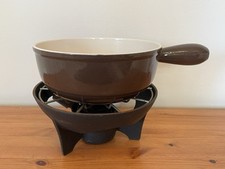 Vintage Le Creuset Brown Cast Iron Fondue Set 1960s/1970s - VGC