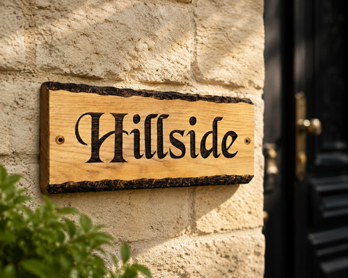 Custom oak house - oak, sign