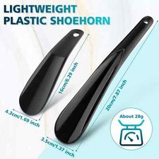 2x Black Plastic Shoe String Shoe Horn Lightweight Prevent Damage Back of Shoe