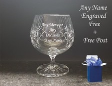 Personalised  Engraved Crystal Cut Brandy Glass, Any Occasion, Any Message Xmas