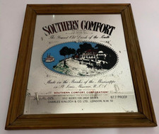 Vintage Southern comfort  Pub Advertising Mirror 1970s Framed Bar 13 x 12."