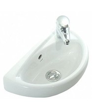 Small Compact Bathroom Cloakroom Basin Sink Wall Hung 395mmx233mm( TAP EXCLUDED)