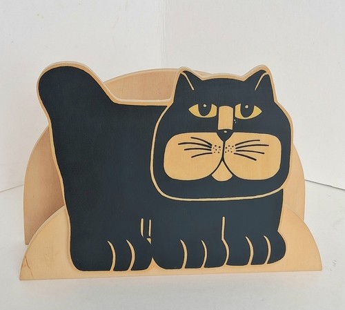 Vintage wooden black cat - vintage,
