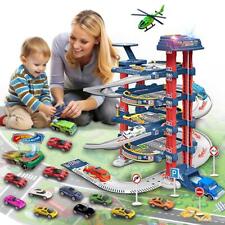 94PCS Kids Car Parking Garage Toy Set Electric Lift Die-Cast Cars Helicopter Mat