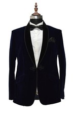 Men Navy Blue Smoking Jackets