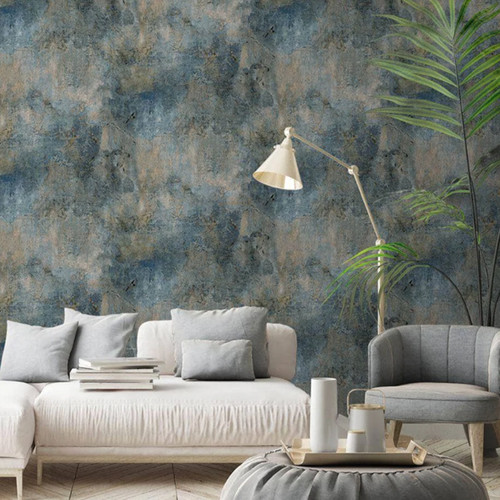 Navy plaster effect - navy, wallpaper
