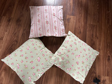 3 x Laura Ashley Custom Made Pale Green/ Pink Cushions..... 45 x 45 cm VGC