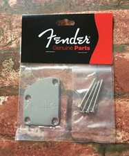 Fender Contoured Stratocaster Neck Plate with Spaghetti Logo - for Deluxe Strat