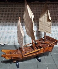 Vintage Boat  Wooden Model of a Chinese Junk Minor Restoration Needed