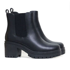 LADIES PUNK GOTH CHUNKY WINTER WALKING CHELSEA ARMY COMBAT ANKLE PLATFORM BOOTS